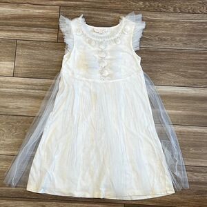 Tutu Du Monde White Beaded Embellished Top Tulle Overlay Dress Size 6
